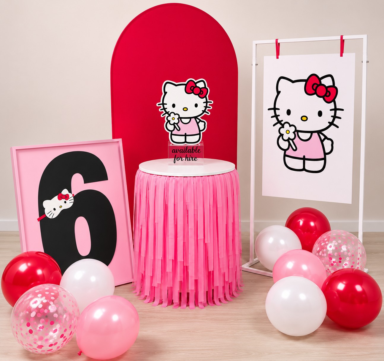 Hello Kitty themed kids party setup at Kidztown Seaford